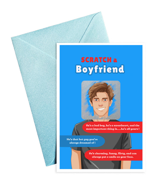 Scratch a Boyfriend - Novelty Scratch Card, Funny Gift for Women, Birthday, Secret Santa, Valentine - 2 Boyfriend Variations - Alternative to Grow Your Own Kits - Gift Envelope Included