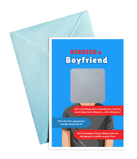 Scratch a Boyfriend - Novelty Scratch Card, Funny Gift for Women, Birthday, Secret Santa, Valentine - 2 Boyfriend Variations - Alternative to Grow Your Own Kits - Gift Envelope Included