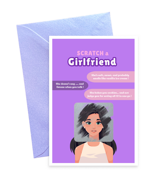 Scratch a Girlfriend - Novelty Scratch Card, Funny Gift for Men, Birthday, Secret Santa, Valentine - 3 Girlfriend Variations - Alternative to Grow Your Own Kits - Gift Envelope Included