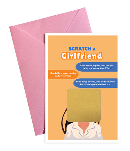 Scratch a Girlfriend - Novelty Scratch Card, Funny Gift for Men, Birthday, Secret Santa, Valentine - 3 Girlfriend Variations - Alternative to Grow Your Own Kits - Gift Envelope Included