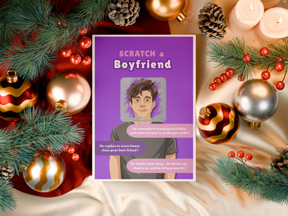 Scratch a Boyfriend - Novelty Scratch Card, Funny Gift for Women, Birthday, Secret Santa, Valentine - 2 Boyfriend Variations - Alternative to Grow Your Own Kits - Gift Envelope Included