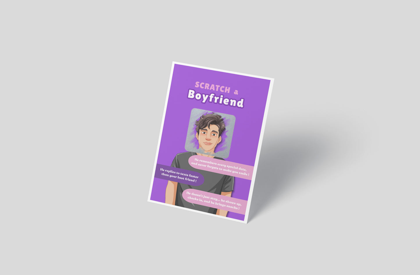 Scratch a Boyfriend - Novelty Scratch Card, Funny Gift for Women, Birthday, Secret Santa, Valentine - 2 Boyfriend Variations - Alternative to Grow Your Own Kits - Gift Envelope Included