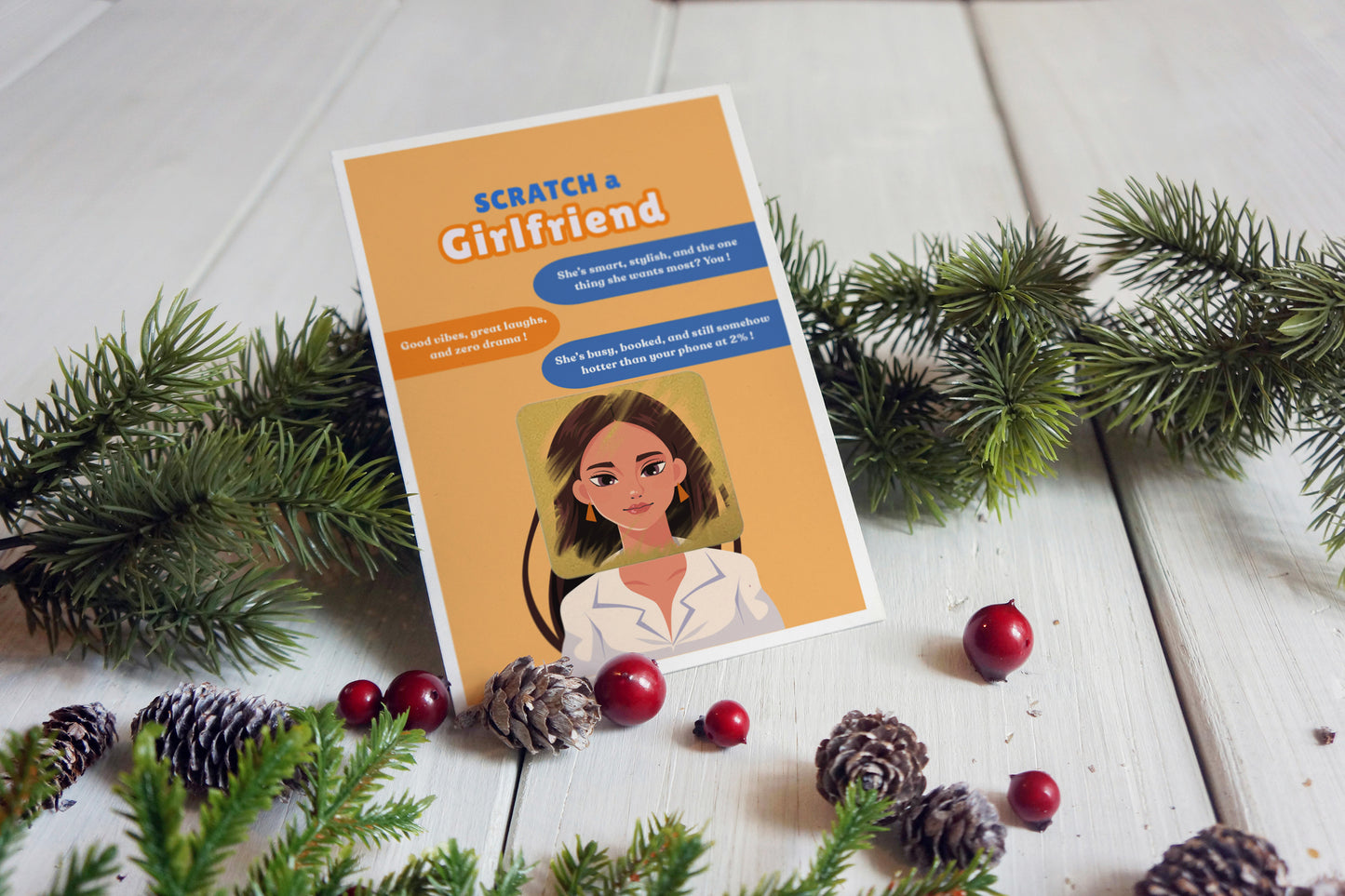 Scratch a Girlfriend - Novelty Scratch Card, Funny Gift for Men, Birthday, Secret Santa, Valentine - 3 Girlfriend Variations - Alternative to Grow Your Own Kits - Gift Envelope Included