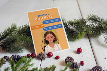 Scratch a Girlfriend - Novelty Scratch Card, Funny Gift for Men, Birthday, Secret Santa, Valentine - 3 Girlfriend Variations - Alternative to Grow Your Own Kits - Gift Envelope Included