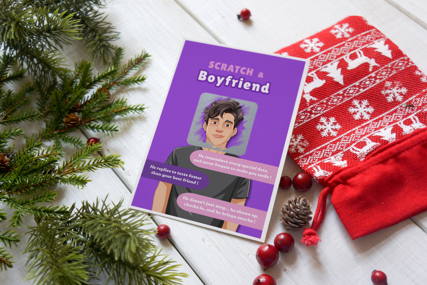 Scratch a Boyfriend - Novelty Scratch Card, Funny Gift for Women, Birthday, Secret Santa, Valentine - 2 Boyfriend Variations - Alternative to Grow Your Own Kits - Gift Envelope Included