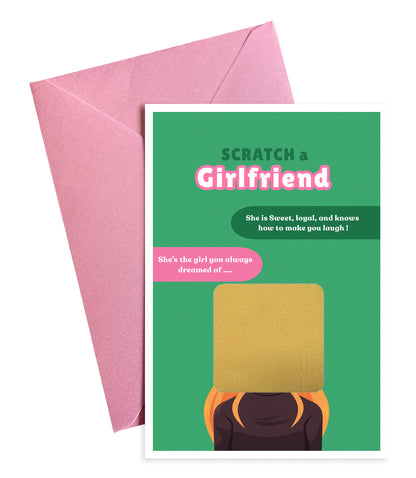 Scratch a Girlfriend - Novelty Scratch Card, Funny Gift for Men, Birthday, Secret Santa, Valentine - 3 Girlfriend Variations - Alternative to Grow Your Own Kits - Gift Envelope Included