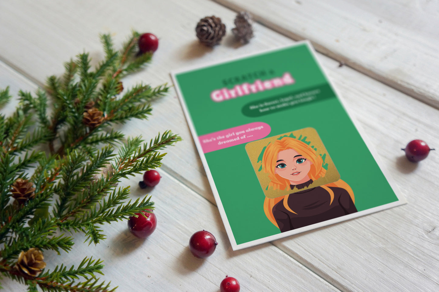 Scratch a Girlfriend - Novelty Scratch Card, Funny Gift for Men, Birthday, Secret Santa, Valentine - 3 Girlfriend Variations - Alternative to Grow Your Own Kits - Gift Envelope Included
