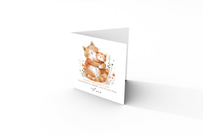 Personalised Happy Mother's Day Card with Custom Name for Mummy, Mama, Mum, Mother to be, Cat Lovers, Owner, Grandma from Kid, Son & Daughter – Cute Cat Mum & Kitten - Brown Kraft Envelope Included