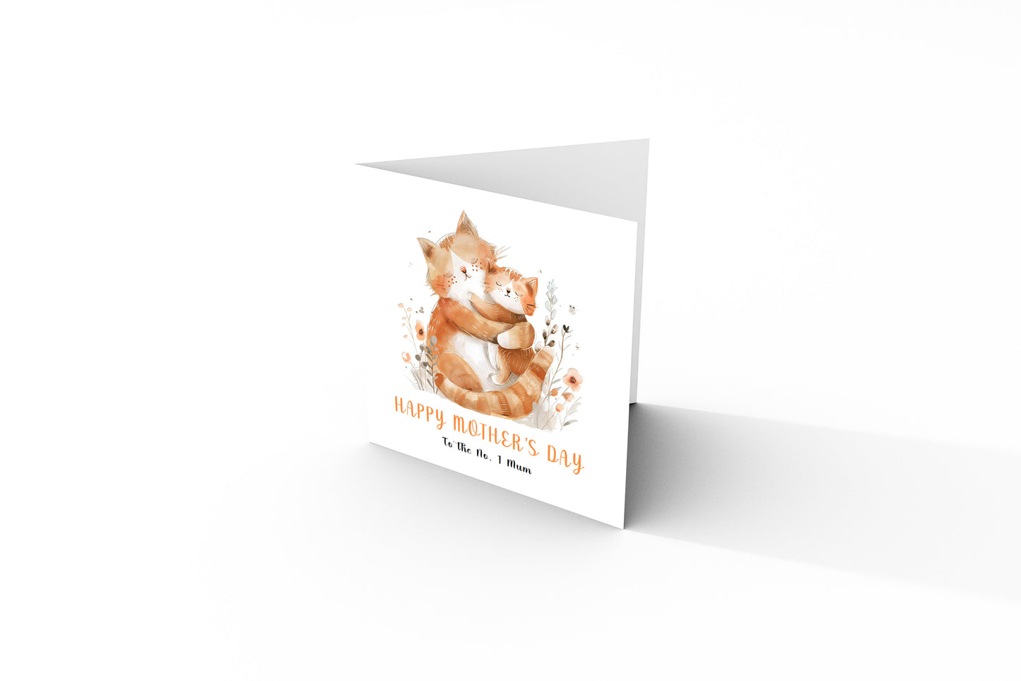 Happy Mother’s Day Card To The No. 1 Mum for Her, Mama, Mum, Mother to be, Cat Lover, Cat Owner, Grandma from Children, Son & Daughter – Cute Cat Mummy & Kitten Design - Brown Kraft Envelope Included