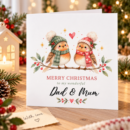 Cute Robin Christmas Card for Mum & Dad – Merry Christmas to My Wonderful Parents