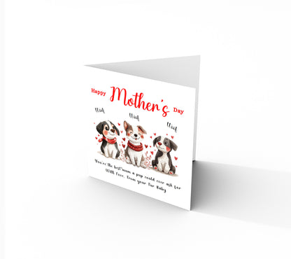 Happy Mother's Day Card for Dog Mummy Mama Mother from Puppy and Fur Baby – Cute Puppy Design - Mothers Day Card for Dog Lover, Dog's Mum from Puppy, Son, Daughter, Fur Baby- Red Envelope Included