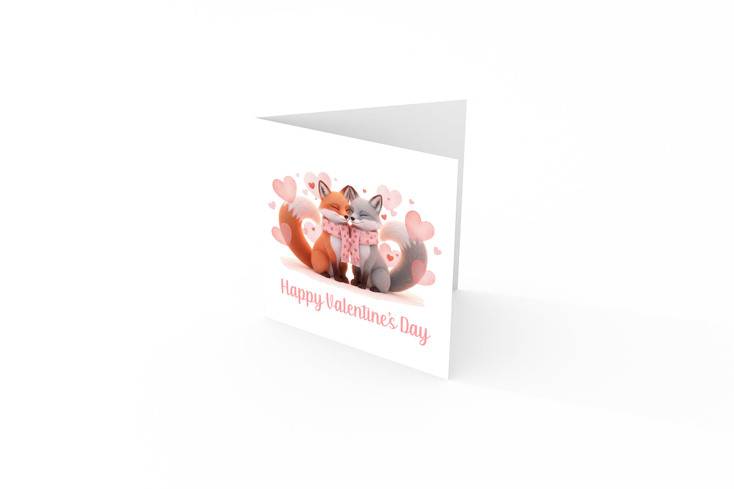 Valentine’s Day Card with Cute Foxs Design –Sweet Romantic Valentine’s card for Loved Ones, Wife, Husband, Boyfriend, Girlfriend, Fiance, Fiancee - for Him or Her - Pink Envelope Included