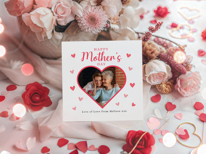 Personalised Photo Happy Mother's Day Card for Her, Mummy, Mama, Mum, Mother to be, Mum to be, Grandma, Nanny, Wife from Children, Son, Daughter, Kids – Custom Message & Photo - Red Envelope Included