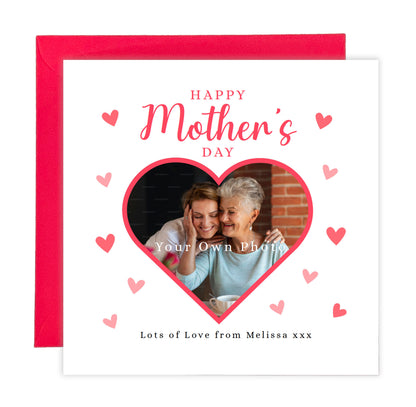 Personalised Photo Happy Mother's Day Card for Her, Mummy, Mama, Mum, Mother to be, Mum to be, Grandma, Nanny, Wife from Children, Son, Daughter, Kids – Custom Message & Photo - Red Envelope Included