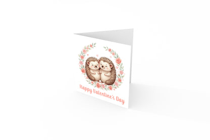 Valentine’s Day Card with Cute Hedgehogs Design –Sweet Valentine’s card for Loved Ones, Wife, Husband, Boyfriend, Girlfriend, Fiance, Fiancee - for Him or Her - Pink Envelope Included