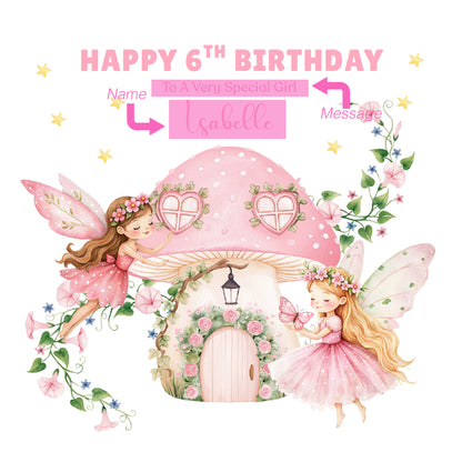 Personalised 6 Years Old 6th Birthday Card for Girls – Magical l Fairy with Custom Name & Message - Age 6 Birthday Card for Kids Children Daughter Granddaughter Niece - Pink Envelope Included