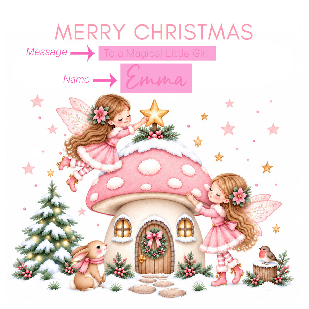 Personalised Magical Fairy Christmas Card for Girls