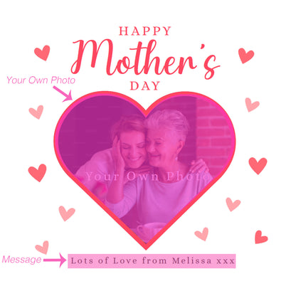 Personalised Photo Happy Mother's Day Card for Her, Mummy, Mama, Mum, Mother to be, Mum to be, Grandma, Nanny, Wife from Children, Son, Daughter, Kids – Custom Message & Photo - Red Envelope Included