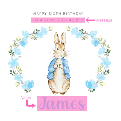 Personalised 6th Birthday Card for Girls – Elegant Minimalist Design with Custom Birthday, Name & Message - Age 6 Years Old Birthday Card for Kids Daughter Granddaughter Niece - Pink Envelope Included (Copy)