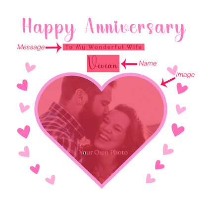 Personalised Photo Anniversary Card - Custom Message, Name & Photo for Wedding, Dating, Relationship Milestone 1st,10th, Him, Her, Wife, Husband, Partner, Couple - Pink Envelope Included