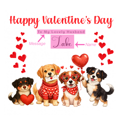 Personalised Cute Dogs Valentine’s Day Card with Custom Name and Message - for Dog Lovers, Pet Owners, Wife, Husband, Boyfriend, Girlfriend, Fiance, Fiancee - for Him or Her - Red Envelope Included
