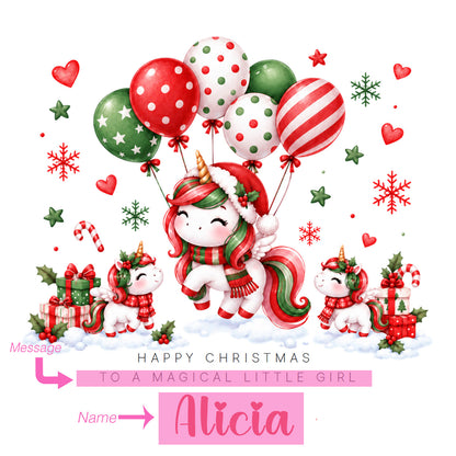 Personalised Magical Unicorn Christmas Card – Cute Christmas Card for Girls