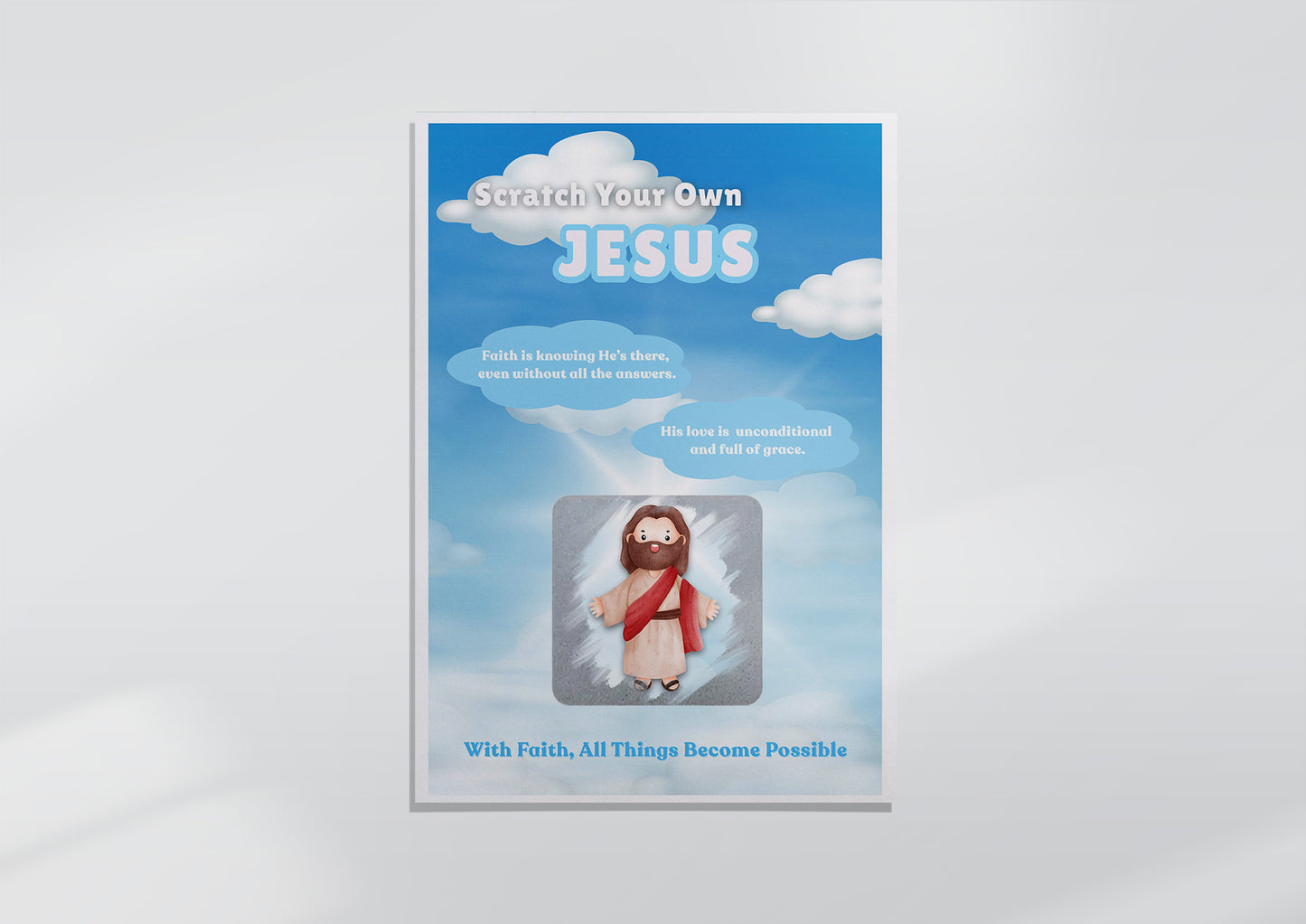 Scratch Your Own Jesus – Fun Scratch-off card, Secret Santa, Stocking Filler & Xmas Gift for Friends, Co-Workers & Loved Ones - Alternative to Grow Your Own Kits -Blue Gift Envelope Included