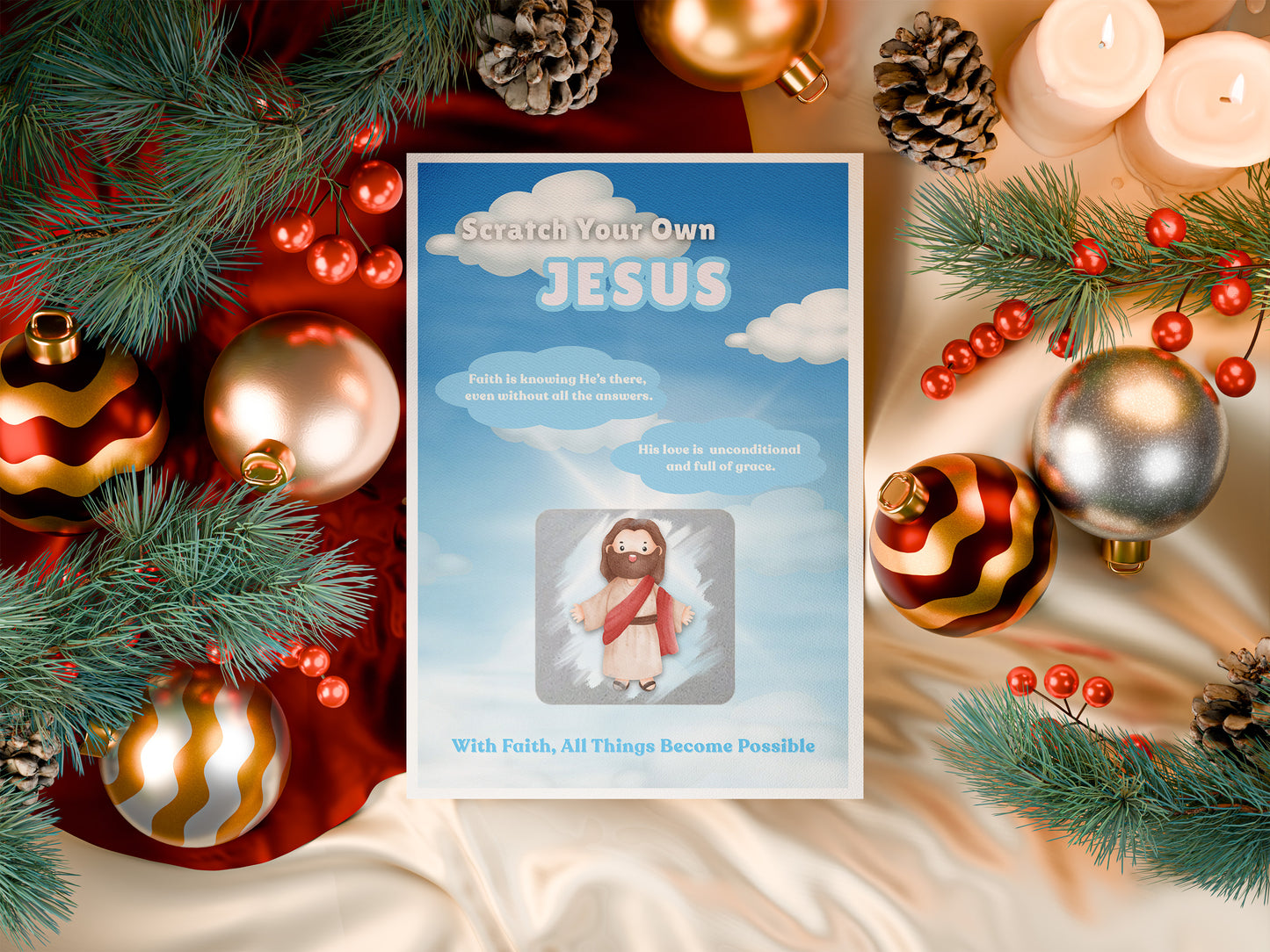 Scratch Your Own Jesus – Fun Scratch-off card, Secret Santa, Stocking Filler & Xmas Gift for Friends, Co-Workers & Loved Ones - Alternative to Grow Your Own Kits -Blue Gift Envelope Included