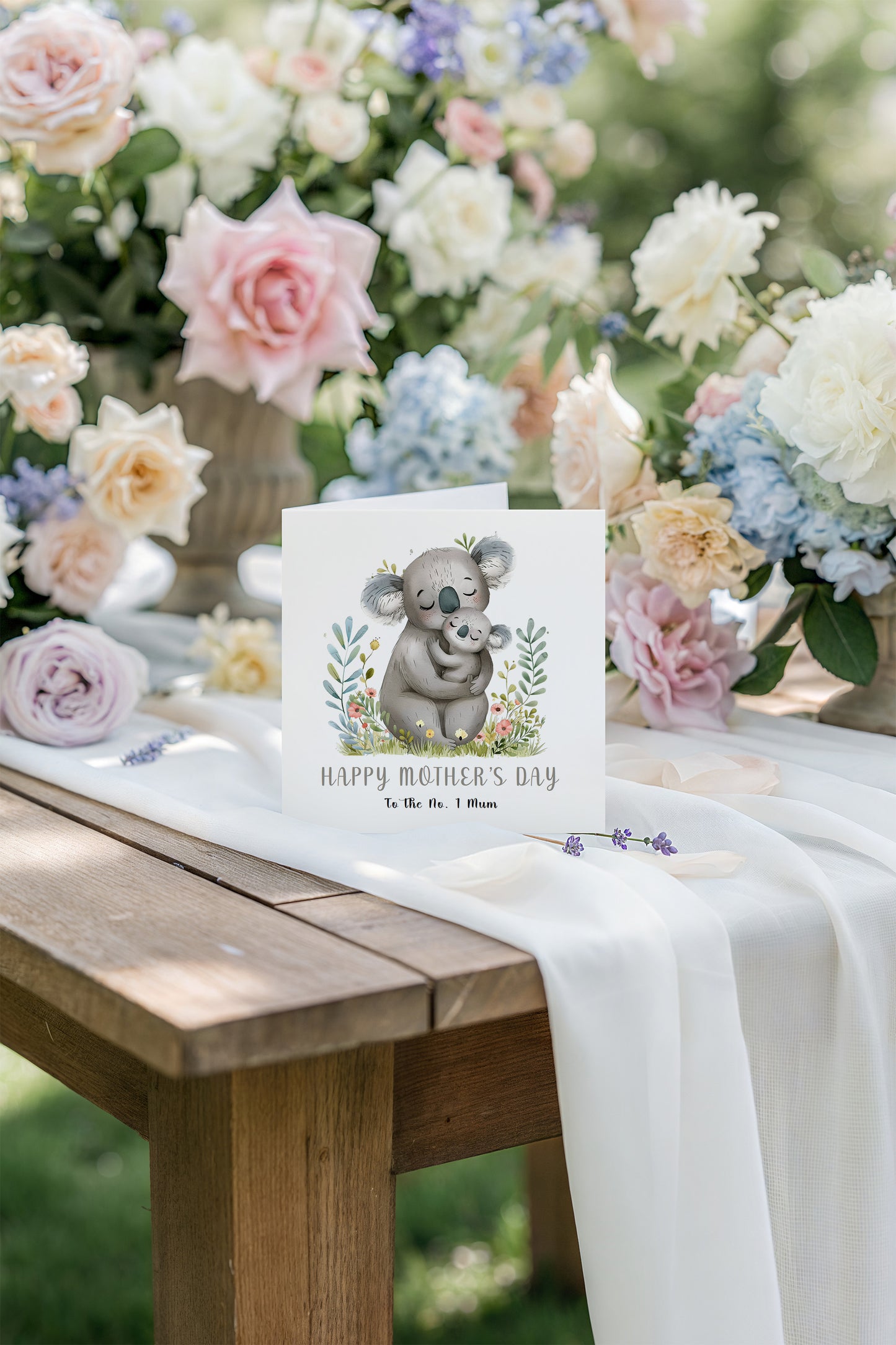 Happy Mother’s Day Card To The No. 1 Mum for Her, Mummy, Mama, Mum, Mother to be, Grandma from Children, Son & Daughter – Cute Koala Mummy & Kid Design - Pink Envelope Included