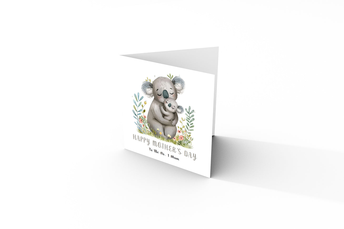 Happy Mother’s Day Card To The No. 1 Mum for Her, Mummy, Mama, Mum, Mother to be, Grandma from Children, Son & Daughter – Cute Koala Mummy & Kid Design - Pink Envelope Included