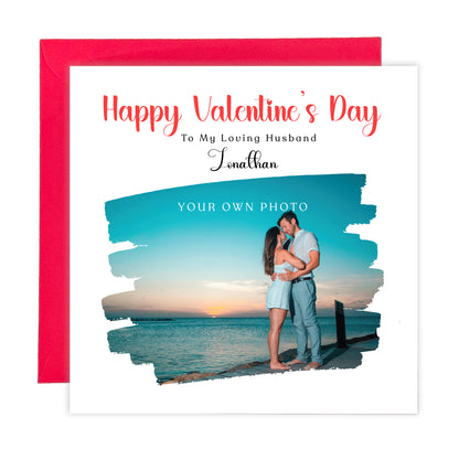 Personalised Photo Valentine’s Day Card for Loved Ones, Wife, Husband, Boyfriend, Girlfriend, Fiance, Fiancee – Custom Message, Photo & Name – Valentine Card for Him or Her - Red Envelope Included