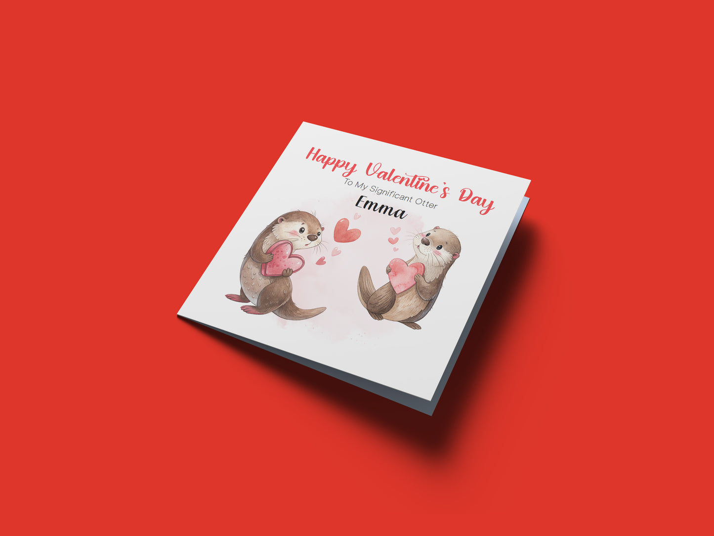 Personalised Valentine’s Day Card with Cute Otter Design with Custom Name - for Loved Ones, Wife, Husband, Boyfriend, Girlfriend - Cute Pun Love Card for Him or for Her - Red Envelope Included