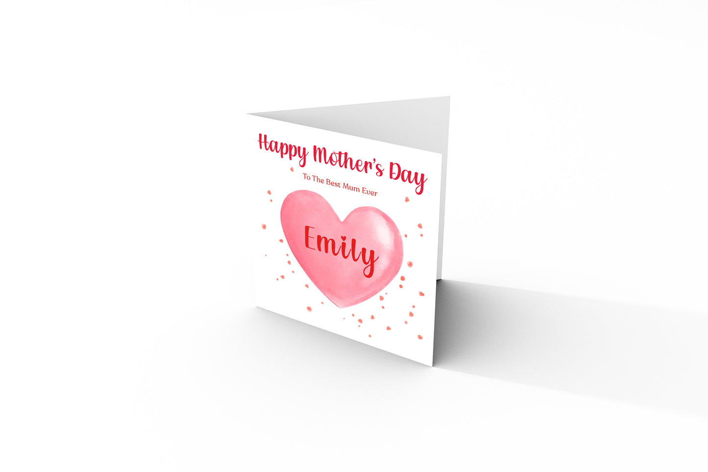Personalised Happy Mother's Day Card for Her, Mummy, Mama, Mum, Mother to be, Mum to be, Grandma, Wife - Red Heart Design - from Son, Daughter and Kids – Custom Name & Message  - Red Envelope Included