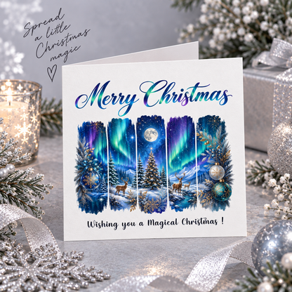 Northern Lights Christmas Card – Magical Winter Wonderland Christmas