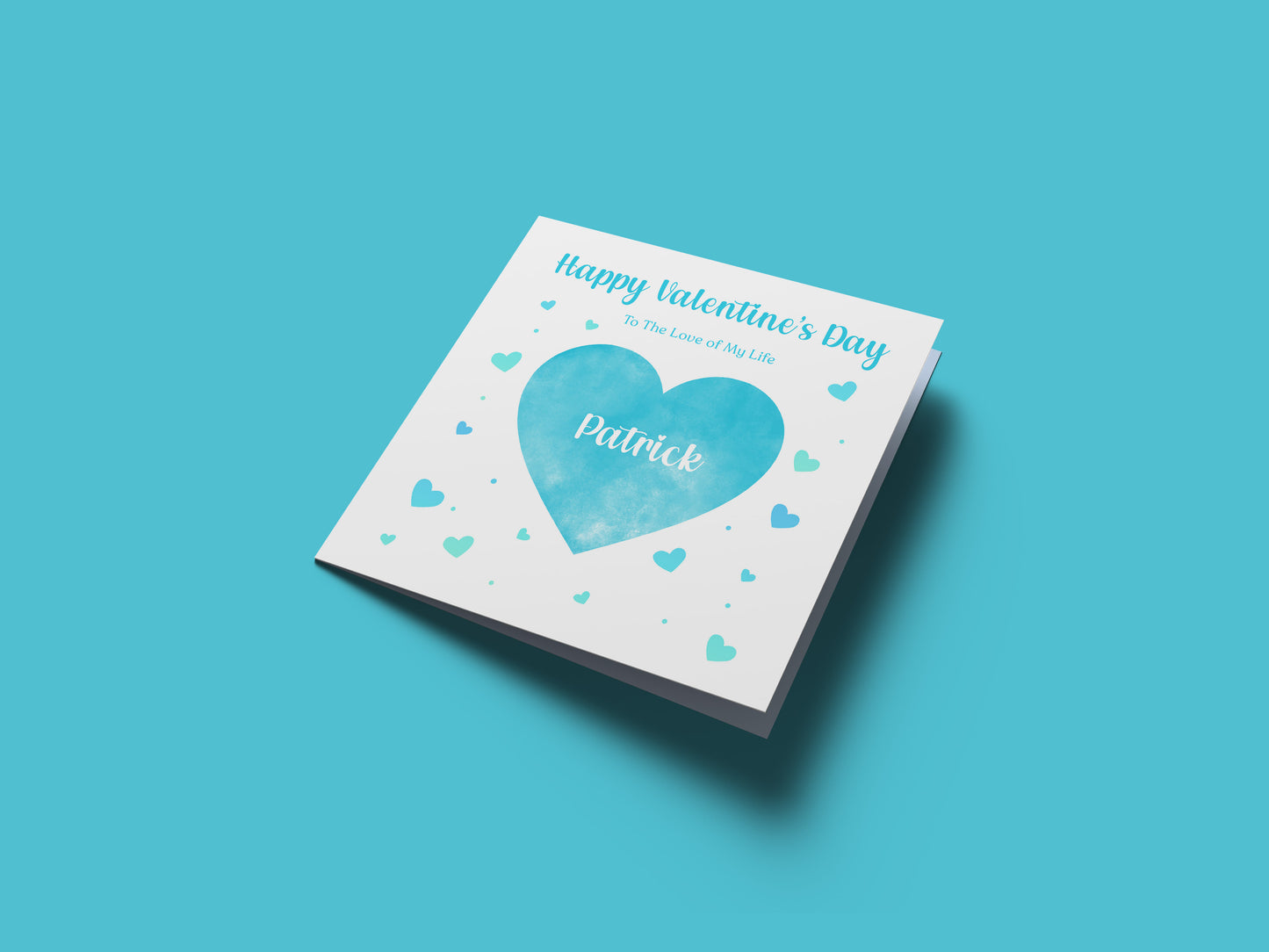 Personalised Happy Valentine’s Day Card with Elegant Blue Heart Design for Loved Ones, Husband,   Boyfriend, Fiance, Partner - with Custom Name & Message just for Him - Blue Envelope Included