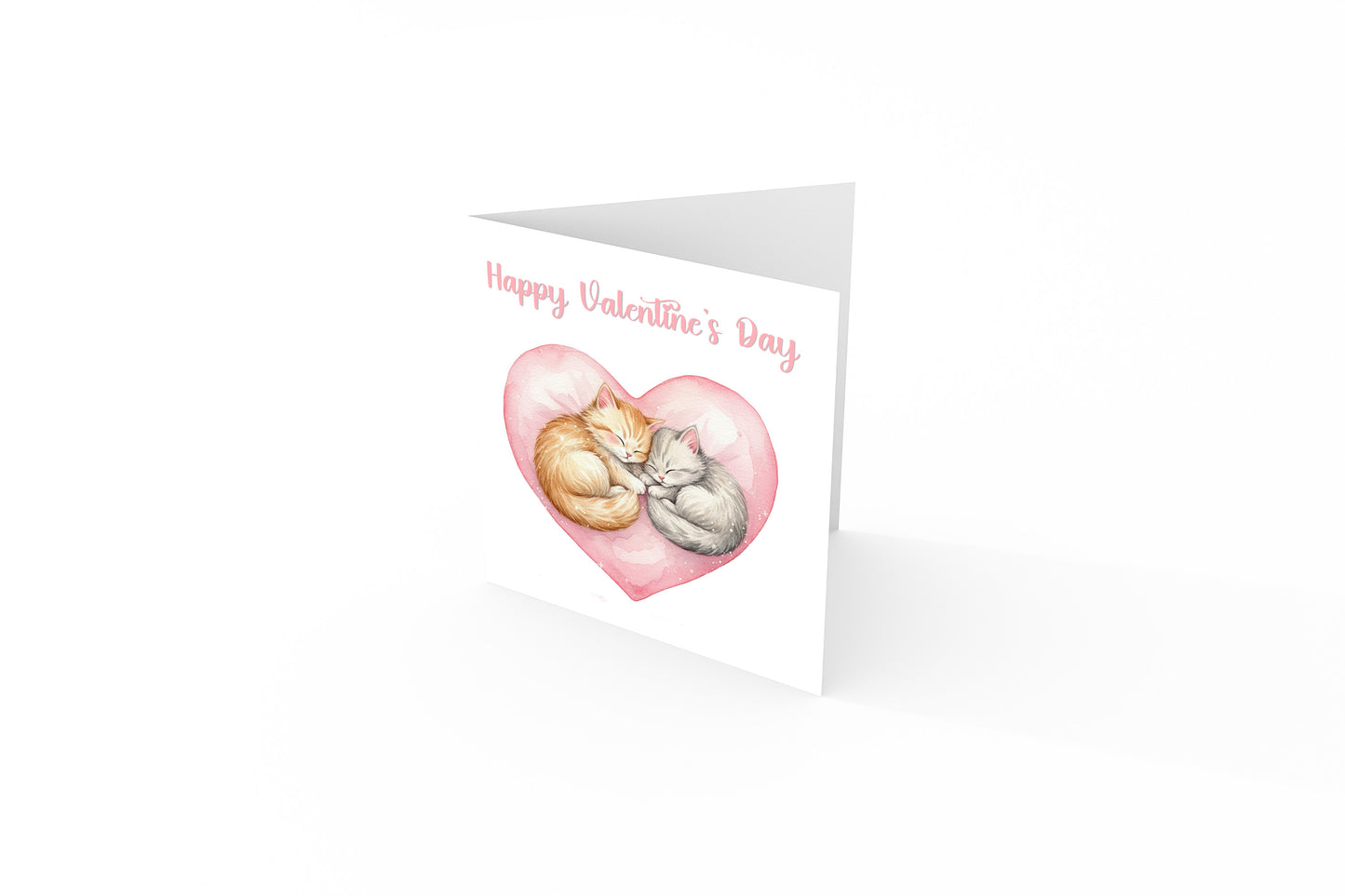 Happy Valentine’s Day Card with Kittens in a Heart Design for Him and for Her - Love Card for Cat Lovers, Cat Owners, Husband, Wife, Parents, Boyfriend, Girlfriend, Partner - Pink Envelope Included