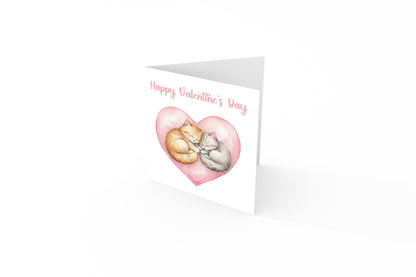 Happy Valentine’s Day Card with Kittens in a Heart Design for Him and for Her - Love Card for Cat Lovers, Cat Owners, Husband, Wife, Parents, Boyfriend, Girlfriend, Partner - Pink Envelope Included