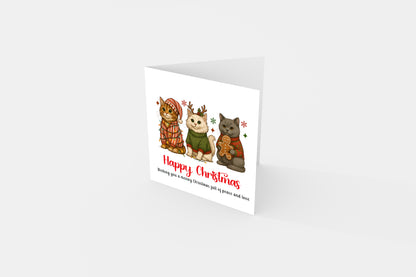Cute & Funny Cats Pun Christmas Card - Meowy Christmas - Tabby, Ragdoll & British Shorthair Xmas Card for Cat Lovers, Cat Owners, Friends, Family, Him, Her, Kids, Co-Workers –  Red Envelope Included