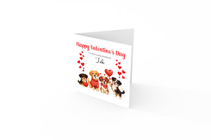 Personalised Cute Dogs Valentine’s Day Card with Custom Name and Message - for Dog Lovers, Pet Owners, Wife, Husband, Boyfriend, Girlfriend, Fiance, Fiancee - for Him or Her - Red Envelope Included