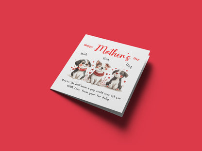 Happy Mother's Day Card for Dog Mummy Mama Mother from Puppy and Fur Baby – Cute Puppy Design - Mothers Day Card for Dog Lover, Dog's Mum from Puppy, Son, Daughter, Fur Baby- Red Envelope Included