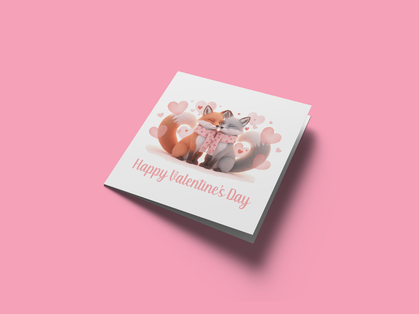 Valentine’s Day Card with Cute Foxs Design –Sweet Romantic Valentine’s card for Loved Ones, Wife, Husband, Boyfriend, Girlfriend, Fiance, Fiancee - for Him or Her - Pink Envelope Included
