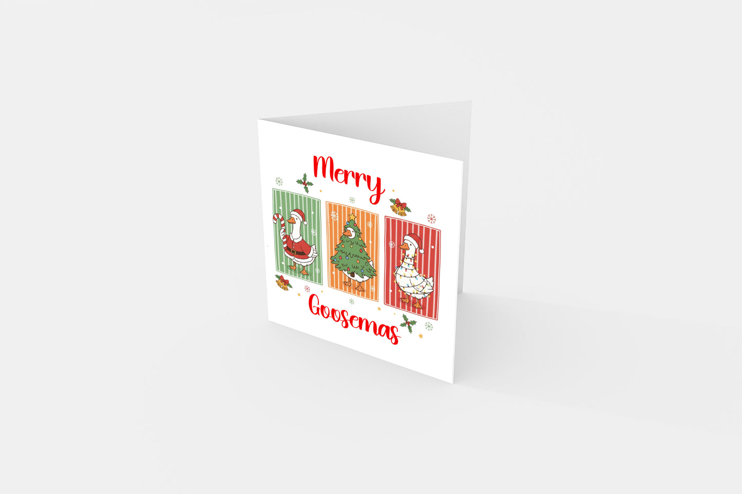Merry Goosemas Christmas Card – Funny Goose Pun Xmas Card for Friends & Family, for Him, Her, Kids, Co-Workers –  Red Envelope Included