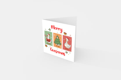 Merry Goosemas Christmas Card – Funny Goose Pun Xmas Card for Friends & Family, for Him, Her, Kids, Co-Workers –  Red Envelope Included