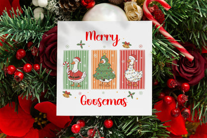 Merry Goosemas Christmas Card – Funny Goose Pun Xmas Card for Friends & Family, for Him, Her, Kids, Co-Workers –  Red Envelope Included