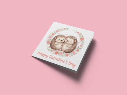 Valentine’s Day Card with Cute Hedgehogs Design –Sweet Valentine’s card for Loved Ones, Wife, Husband, Boyfriend, Girlfriend, Fiance, Fiancee - for Him or Her - Pink Envelope Included