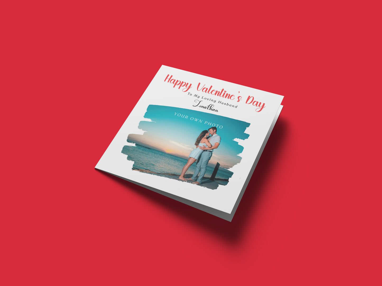 Personalised Photo Valentine’s Day Card for Loved Ones, Wife, Husband, Boyfriend, Girlfriend, Fiance, Fiancee – Custom Message, Photo & Name – Valentine Card for Him or Her - Red Envelope Included