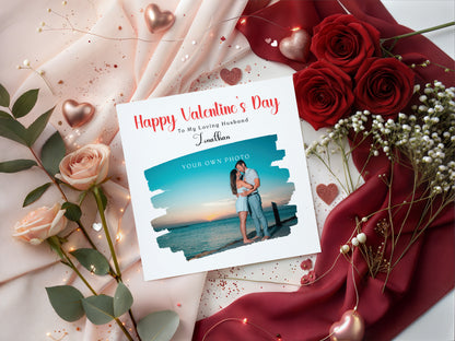 Personalised Photo Valentine’s Day Card for Loved Ones, Wife, Husband, Boyfriend, Girlfriend, Fiance, Fiancee – Custom Message, Photo & Name – Valentine Card for Him or Her - Red Envelope Included