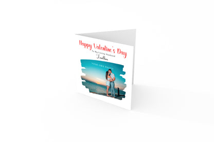 Personalised Photo Valentine’s Day Card for Loved Ones, Wife, Husband, Boyfriend, Girlfriend, Fiance, Fiancee – Custom Message, Photo & Name – Valentine Card for Him or Her - Red Envelope Included