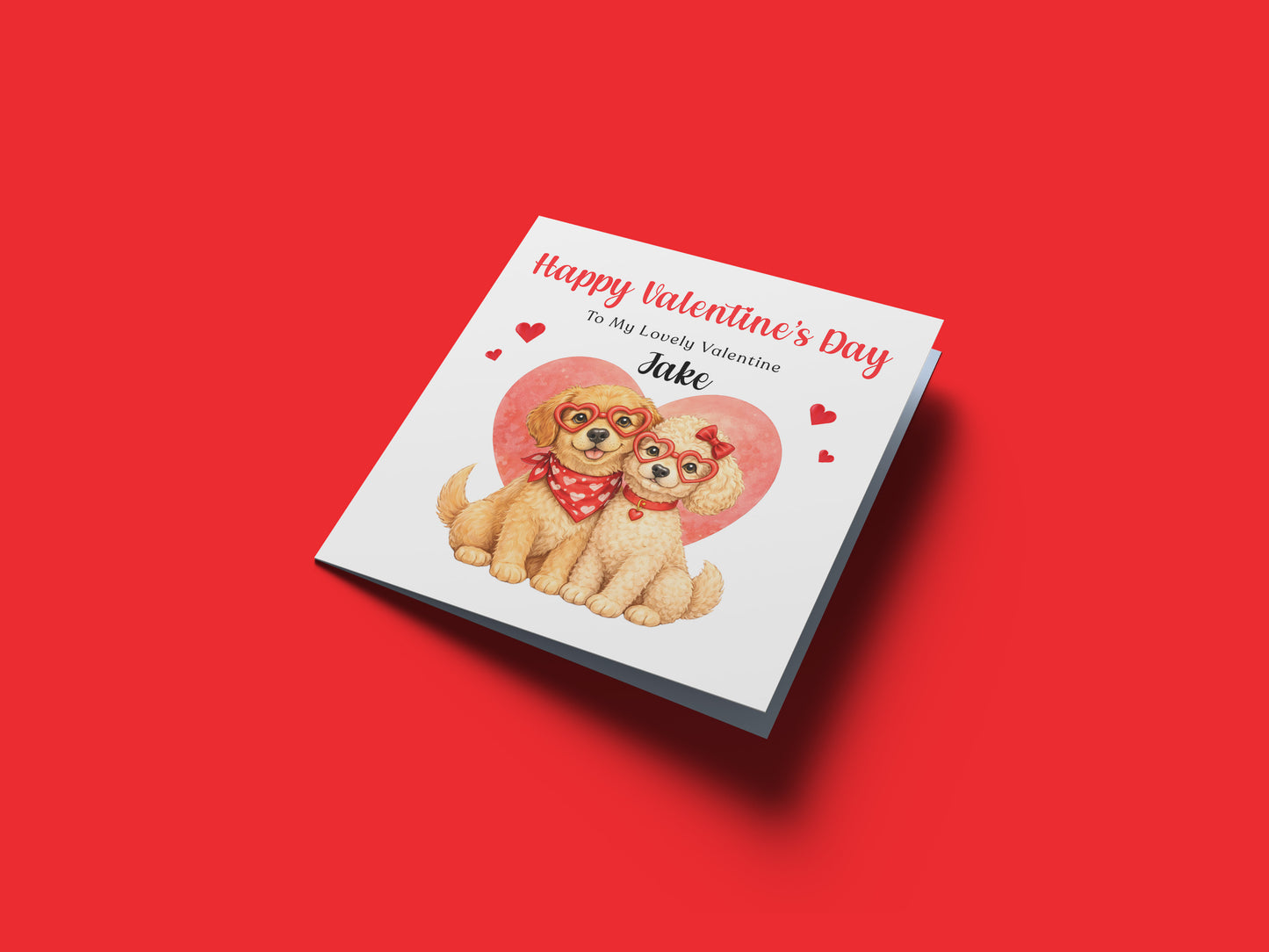Personalised Cute Dogs Valentine’s Day Card wth Custom Message and Name - for Dog Lovers, Pet Owners, Wife, Husband, Boyfriend, Girlfriend, Fiance, Fiancee - for Him or Her - Red Envelope Included
