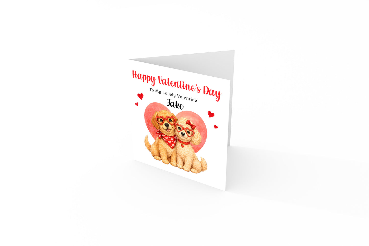 Personalised Cute Dogs Valentine’s Day Card wth Custom Message and Name - for Dog Lovers, Pet Owners, Wife, Husband, Boyfriend, Girlfriend, Fiance, Fiancee - for Him or Her - Red Envelope Included